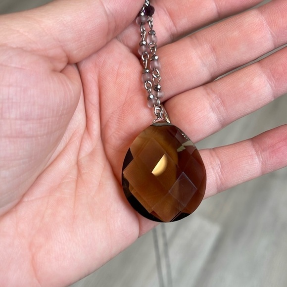 Smoky Quarts Long Necklace with Pendant - Picture 4 of 4